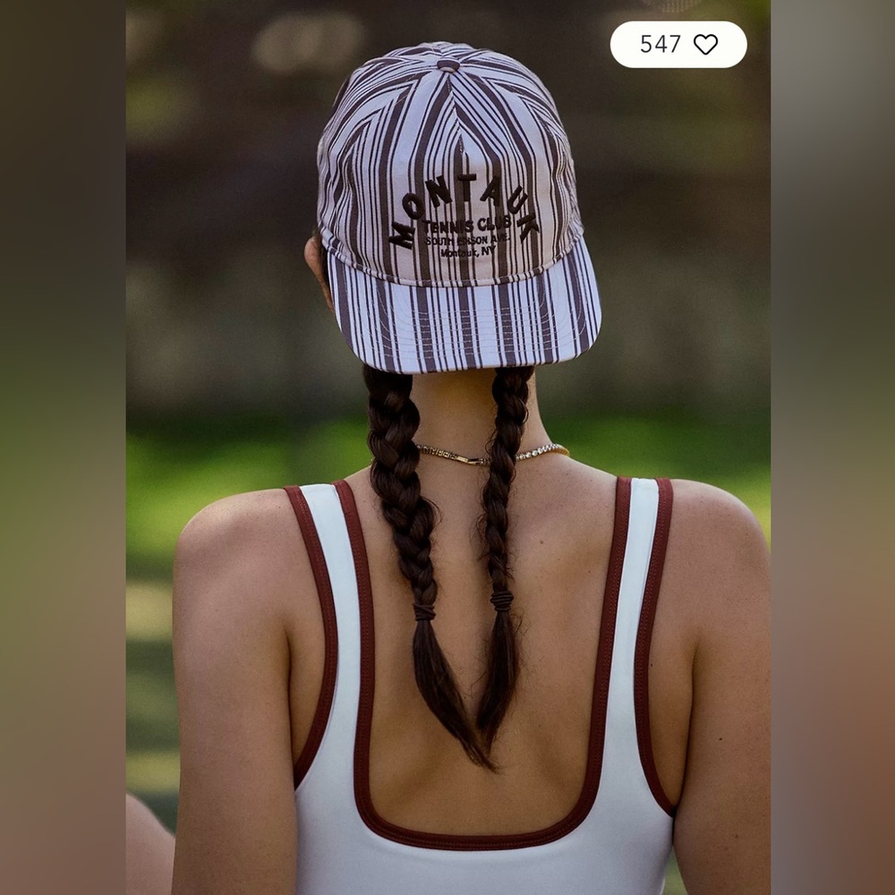 NWT Coney Island Picnic Montauk Stripe Baseball Cap Anthropologie blue red